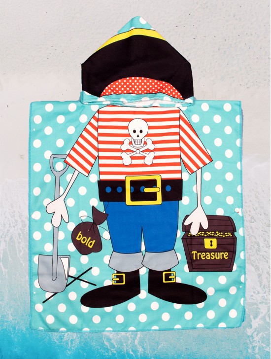 Kids Pirate Patterned Hoodie Towel